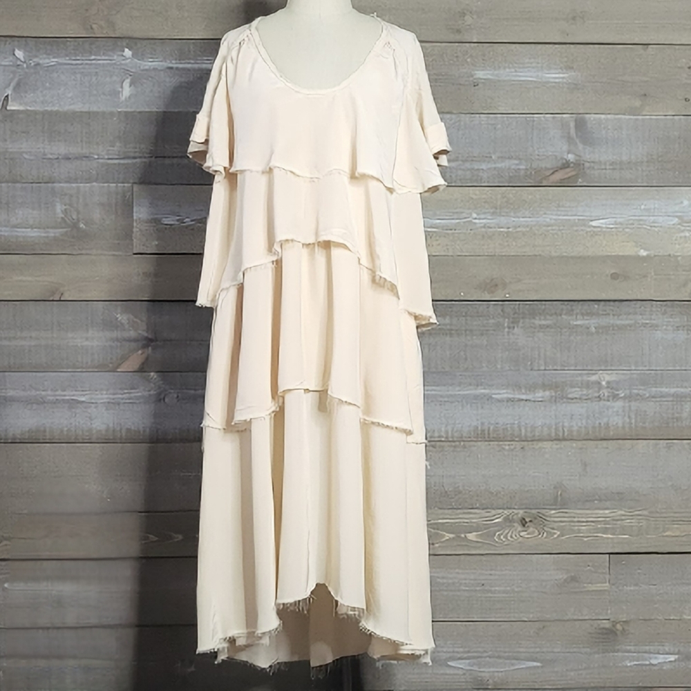 Zara Limited Edition Studio Collection Tiered Ruffle Midi Dress